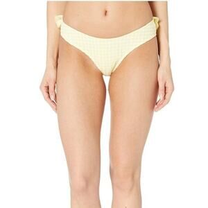 NEW $185 Jonathan simkhai lemonade yellow white gingham bikini bottoms sz large
